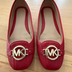 Michael Kors Red Flats with Gold Accents